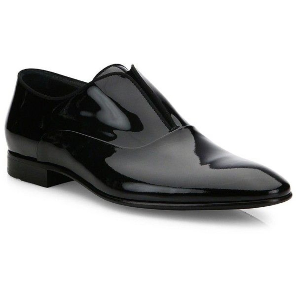 Hugo Boss Black Patent Leather Tuxedo Shoes Derby Mint US 8.5